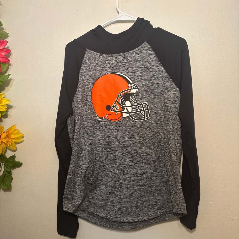 Cleveland Browns Iconic Streaky Raglan Hoodie Long Sleeve Shirt